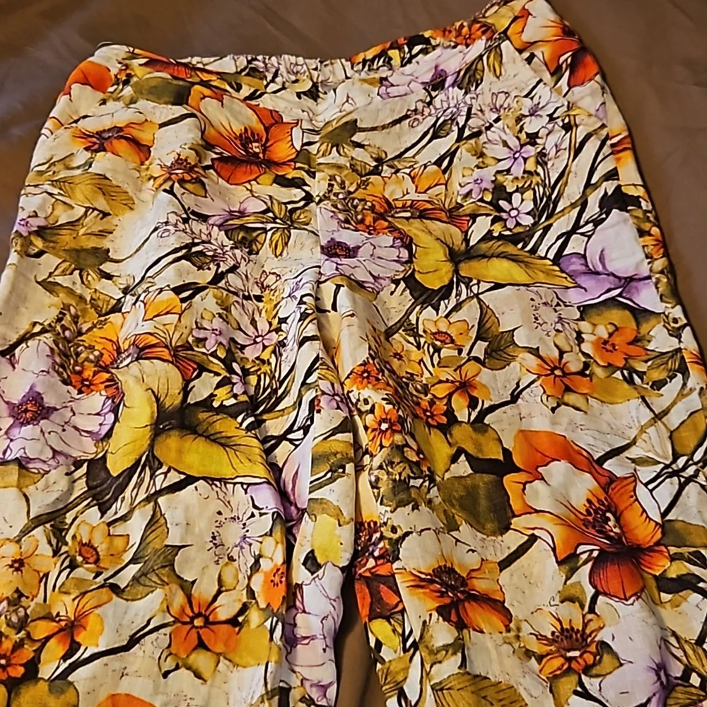 Beautiful, vibrant, NWOT, Linen Pants, Size 2 (12-14) - Picture 2 of 6